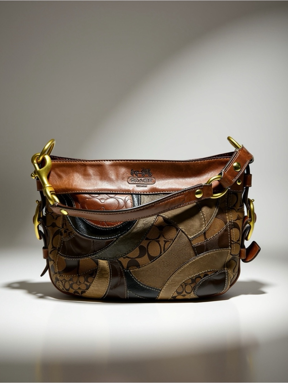 Coach Brand - Zoe Mosaic Patchwork Large Hobo / Shoulder Bag / Purse 13x10x3